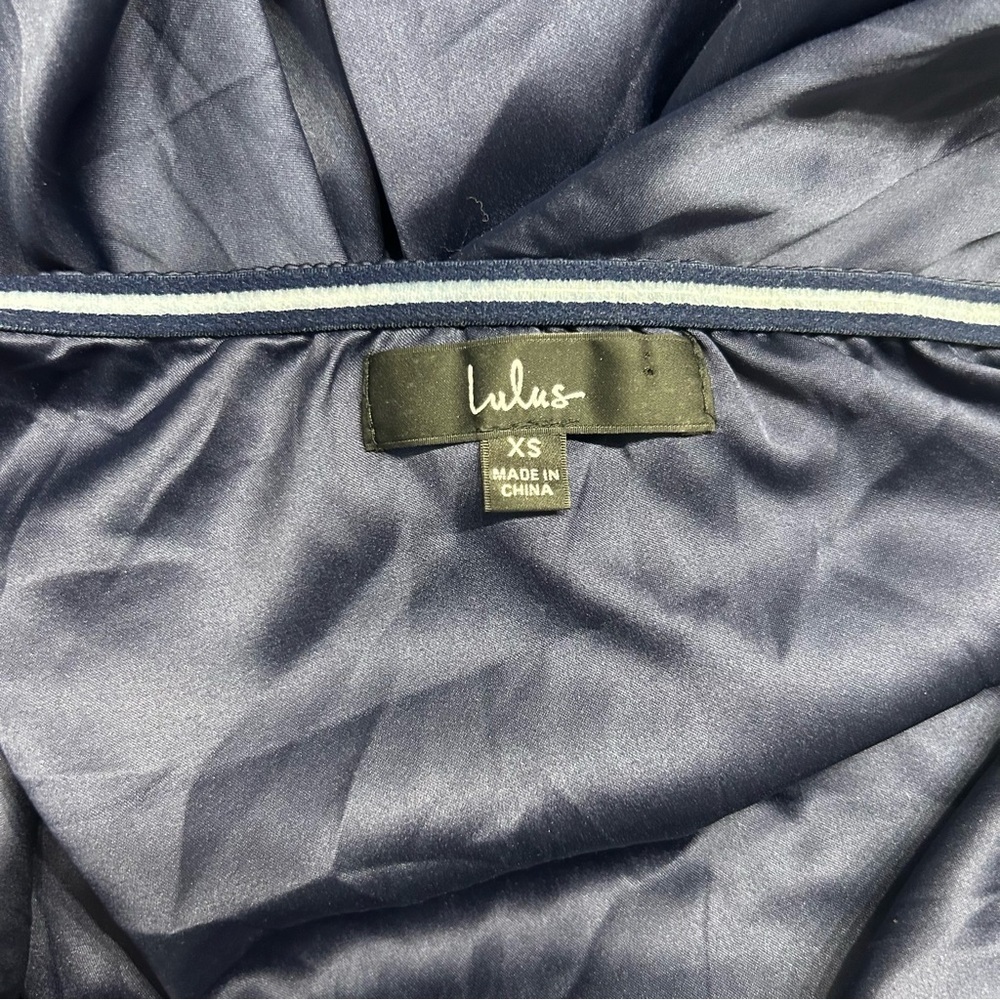 Lulus Law of Attraction Navy Blue One-Shoulder Asymmetrical Midi Dress, Size XS - Picture 11 of 13